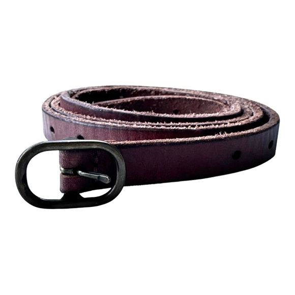 American Eagle Outfitters Brown Leather Skinny Belt with continuous holes - Picture 2 of 6